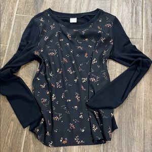 Black sweater with small flower details